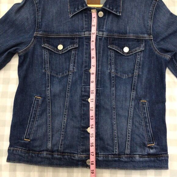 𝅺gap trucker style jeans jacket stretchy cotton blend blue denim small - Picture 9 of 13